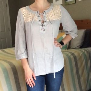 Grey blouse with lace detail